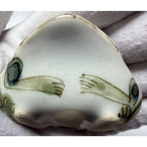 Vintage Mexican Folk Art Tonala Frog Toad Sitting Floral Painted Figurine - Picture 9 of 16